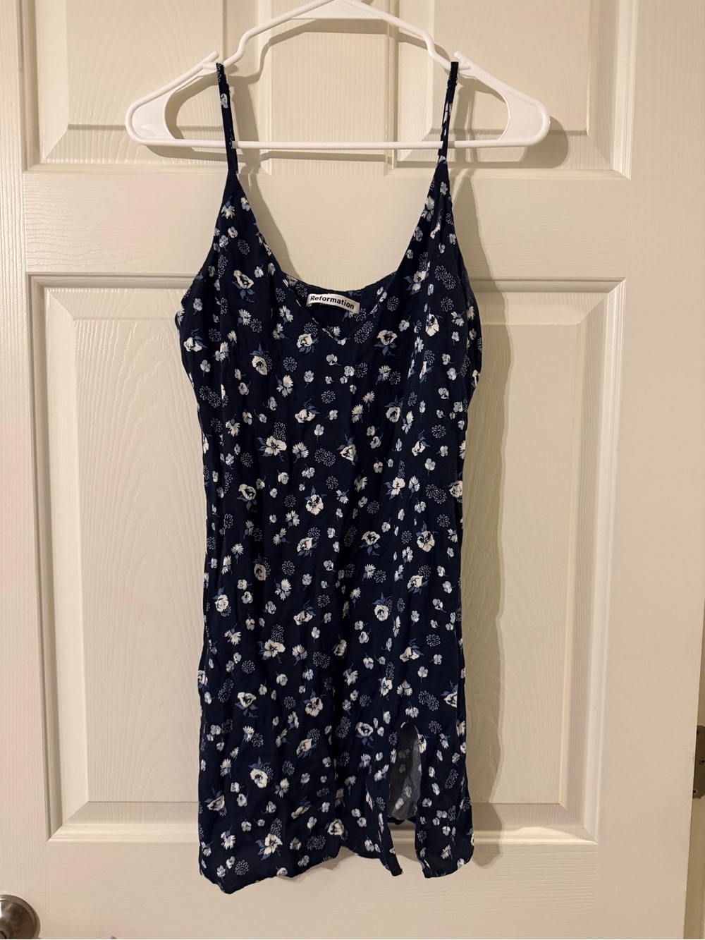 Reformation Navy Blue Floral Mini Dress